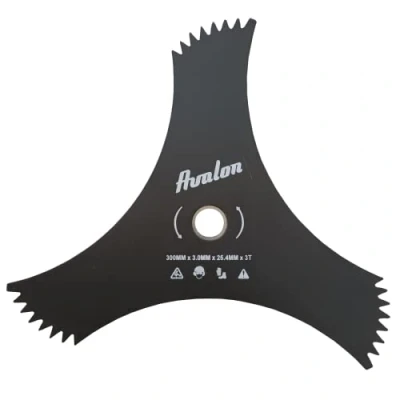 Imagen de Avalon Disco de 3 Puntas Dentado Universal 300 x 25,4 mm para Desbrozadora, Cuchilla Cortar Maleza Densa, Acero