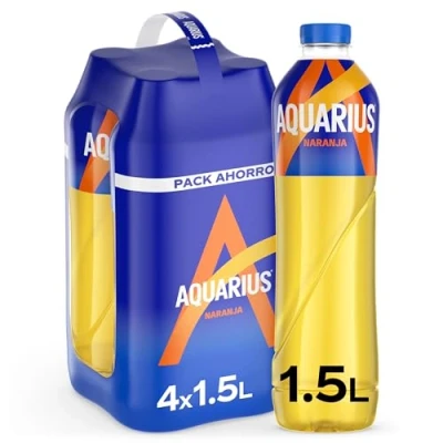 Imagen de Aquarius Naranja Bebida funcional con sales minerales, baja en calorías Pack 4 botellas 1.5L