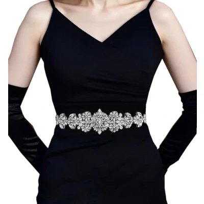 Imagen de TOPQUEEN cinturón para boda, vestido de novia, faja, dama honor, baile, novia con brillantes (S325), Talla única