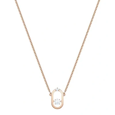 Imagen de Swarovski Collar Oval Sparkling Dance para Mujer, con Baño Tono Oro Rosa, Cristal Blanco, Colección de