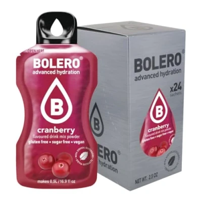 Imagen de Bolero Drink 24 bolsitas 3 gr Sticks Frutas Preparado Polvo Soluble Para Bebida Fresca en Agua Producto, 72 gramos endulzado con stevia (Cranberry)