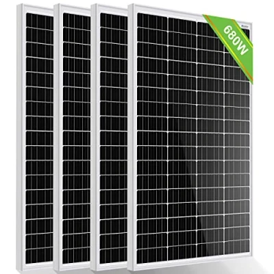 Imagen de ECO WORTHY Panel solar monocristalino de 680 W, 12 V, 4 paneles solares 170 ideal para cargar baterías caravanas, jardines, barcos y techo la casa