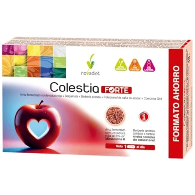 Imagen de Novadiet COLESTIA FORTE 60 Cap con Arroz Fermentado, Levadura Roja, Bergamota, Berberis Aristata, Policosanol Caña Azúcar y Coenzima Q10 Ayuda Mantener Niveles Colesterol Sistema Circulatorio