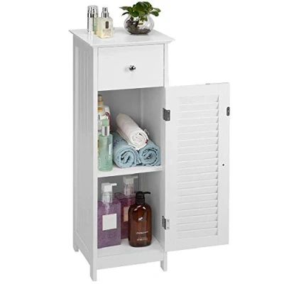 Imagen de BAKAJI Mueble de Columna para baño con Puerta cajón y 2 estantes Interiores, Armario Madera MDF Color Blanco, tamaño 32 x 30 87 cm, ingeniería, Talla única