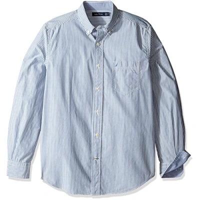 Imagen de Nautica Stripe Classic Fit Camisa Casual, Delft, L para Hombre