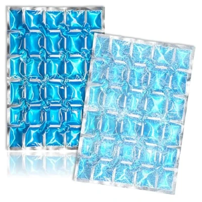 Imagen de COM FOUR® paquete de hielo flexible 2x: compresa enfriamiento con 25 celdas enfriamiento: para el hogar, campamentos y ocio (azul)