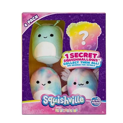Imagen de Squishville Pack de 4 Batik Squad Peluche, Multicolor (Jazwares SQM0328)