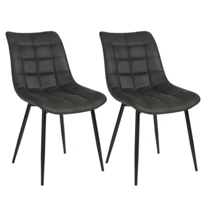 Imagen de WOLTU Pack de 2 Sillas Comedor Asiento Tela Dining Chairs Silla Diseño Tapizada Estructura Metálica Sillón con Respaldo Cocina Antracita BH247an