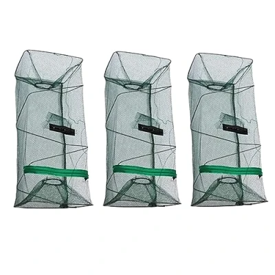 Imagen de Bprtcra Trampa para pescados plegable cebos de pesca (3 unidades, cebo plegable, pescado, críbero langosta, cangrejo camarón, captura, red