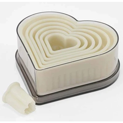 Imagen de Thermohauser 8300031462 Juego de cortadores galletas (nailon), diseño corazón, color blanco 2,5 11,2 cm, 7 piezas.