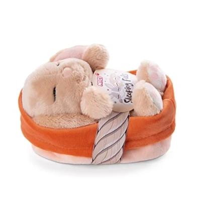 Imagen de NICI Peluche Mascotas dormilonas Conejo Caramelo en canasto melocotón 12cm, Color (48708)