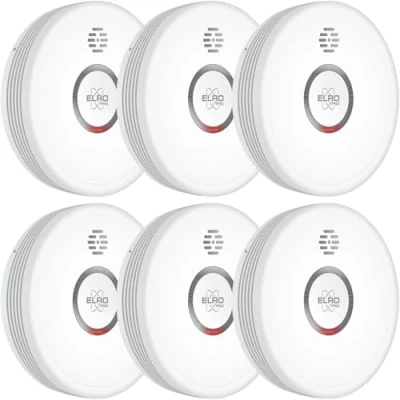 Imagen de ELRO Pro PS4910 Detector de Humo diseño con autocomprobación automática y 10 años autonomía 6 Piezas