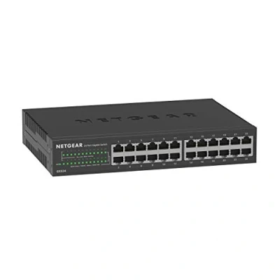 Imagen de NETGEAR Switch Gigabit Ethernet no gestionado De 24 puertos (GS324) sobremesa, pared o montaje en bastidor, funcionamiento silencioso