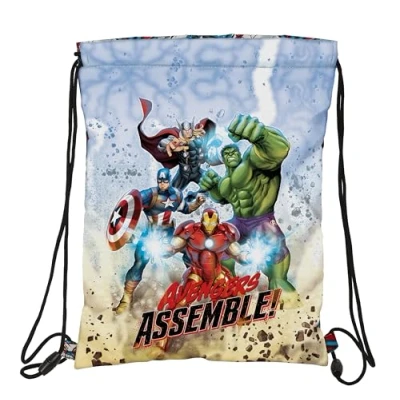 Imagen de AVENGERS FOREVER Mochila Saco Plano Junior, Mochila, Ideal para Niños de Diferentes Edades, Cómoda y Versátil, Calidad Resistencia, 26x34 cm, Multicolor