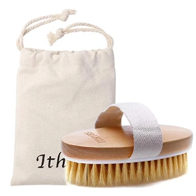 Imagen de IthyesIthyes cepillo exfoliante para el cuerpo, de cerdas naturales eliminar las toxinas la piel muerta, mejora funciones linfáticas, exfolia