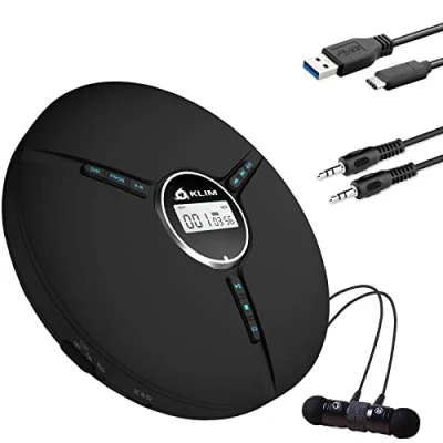 Imagen de KLIM Discman Reproductor CD portatil con batería Interna Nuevo 2024 Incluye Auriculares Fusion Player Mini Compacto, Personal, Compatible R, RW MP3 Blanco