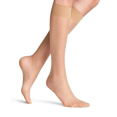 Imagen de FALKE Seidenglatt 15 DEN W KH transparente unicolor 1 par, Calcetines largos Mujer, Color piel (Golden 4699), 39 42