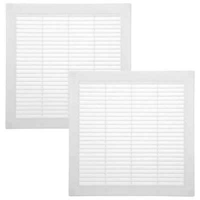 Imagen de Vent Systems 300 x mm, 2 unidades, color blanco, rejillas de ventilación cuadradas planas, protección contra insectos integrada, orificios HVAC para baño, oficina en casa
