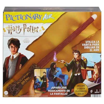 Imagen de Mattel Games Pictionary Air Harry Potter, ve lo Que dibujas en Pantalla, con Varita para Dibujar el Aire, Juego de Mesa niños y niñas +8 años, Version española, HDC62
