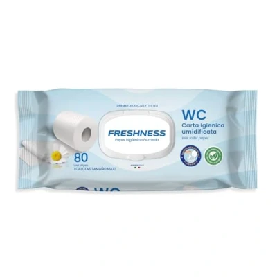 Imagen de FRESHNESS Toallitas WC Papel Higienico Humedo 80Uds 80 U. Pop U, Plástico, Multicolor