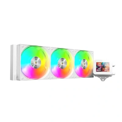 Imagen de MARSGAMING ML VISION360, Refrigeración Líquida AIO, TDP 600W, 3X Ventiladores ARGB con Núcleo de Cobre y Aluminio FDB, Pantalla LCD IPS 4:3 Rotación 360 Software, Multisocket Universal, Blanco