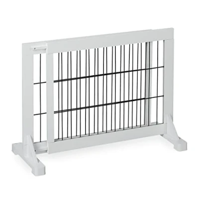Imagen de Relaxdays Barrera Seguridad Niños y Perros, Valla Protectora Puerta o Escalera, sin Taladrar, 56 x 70 115cm, Blanca, Madera
