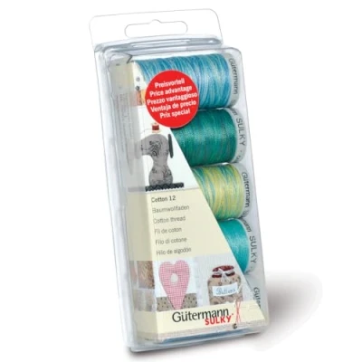 Imagen de Gutermann Embroidery 12 Juego de carretes Hilo para Coser a máquina (100% algodón), Colores fríos