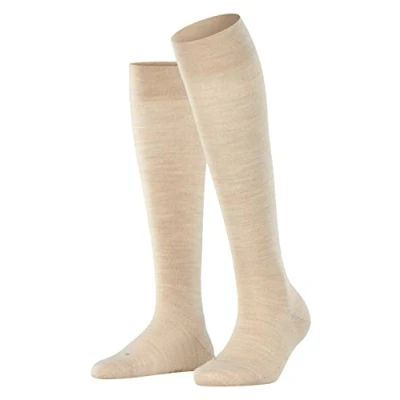 Imagen de FALKE Sensitive Berlin W KH lana algodón con cinturilla de confort 1 par, Calcetines largos Mujer, Beis (Linen Melange 4541) nuevo ecológico, 35 38