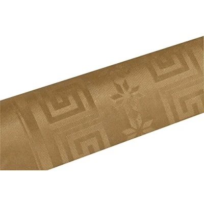 Imagen de Pro Nappe Ref R480657I Mantel de Papel damasco desechable en rollos 6 M largo X 1,20 ancho Color dorado metalizado con un patrón universal chic y clásico Caja 12