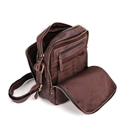 Imagen de BAIGIO Bolsos Bandolera Hombre Pequeñas Cuero Bolsa de Hombro Messenger Bag Piel con Tarjetero y Portaplumas para iPad Mini Viaje Casual Oficina Negocio Uso Diario