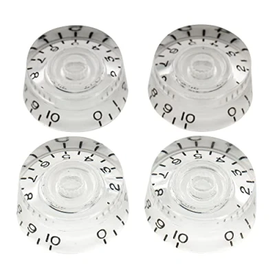 Imagen de Musiclily Pro Tamaño Métrico 18 Splines Botones de Potenciómetros Speed Knobs Perillas para Guitarra Eléctrica Epiphone Les Paul SG Style, Transparente (Juego 4)