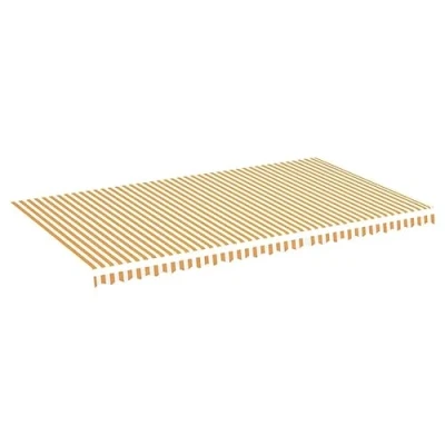 Imagen de vidaXL Tela de Repuesto para Toldo Parte Superior Dosel Lona Recambio Jardín Patio Terraza Balcón Parasol Refugio Impermeable Amarillo y Blanco 6x3,5m