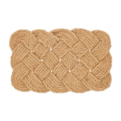 Imagen de Relaxdays Felpudo Coco Trenzado, Tapete Reversible, Alfombrilla Hecha a Mano 75x45 cm, Interior y Exterior, Natural, Tablero de Fibras