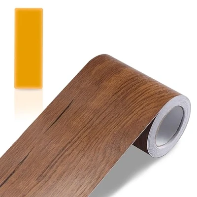 Imagen de ZTVOWTO Color de grano madera Adhesivo autoadhesivo para pared con borde papel pintado impermeable Cenefa adhesiva diseño decoración del hogar, （10） cm x m, (Madera begonia)