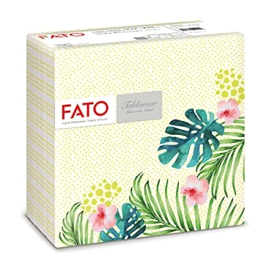 Imagen de Fato Servilletas de Papel Secas, Airlaid, Efecto Textil, Paquete 50 Servilletas, Formato 40x40 dobladas en 4, Decor Tropicana