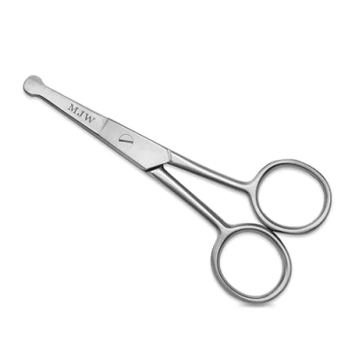 Imagen de MJW tijeras para vello de nariz y orejas: acero inoxidable con punta redondeada cortar facial, bigotes, cejas barba: aseo hombres mujeres