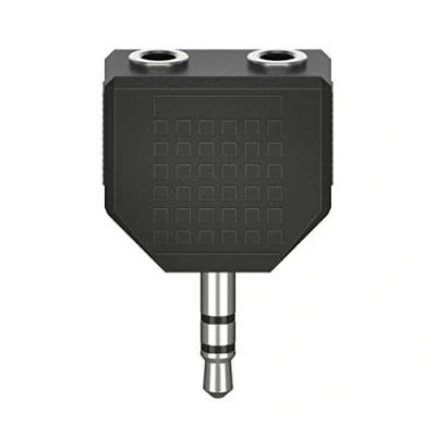 Imagen de Adaptador Hama 00205191, De conector Jack 3.5 mm a 2 enchufes mm, Negro
