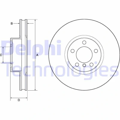 Imagen de DELPHI BG9141C Disco de freno 348 36 5 ventilado revestido altamente carbonizado sin cojinete rueda, anillo sensor ABS BMW: 7
