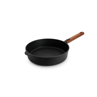 Imagen de Woll Eco Logic QXR Sartén de hierro fundido (inductiva, diámetro 28 cm, 7 cm alto, con mango madera sostenible extraíble, apta para todo tipo cocinas, sin PFAS, revestimiento