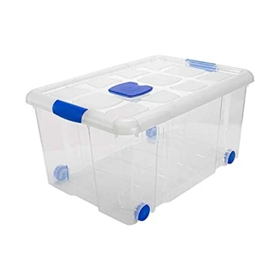 Imagen de AC Caja de ordenación plástico Transparente N.º 5 Contenedor para almacenar Juguetes, Libros, Ropa, Mantas Capacidad 57 litros Dimensiones Aprox.: 31 x 61,5 44 cm