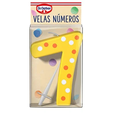 Imagen de DR. OETKER Velas Número 7, Vela de Cumpleaños Para Personalizar Tartas, Cupcakes o Bizcochos Pack 1 con 7 en Colores Rojo, Azul, Verde Amarillo