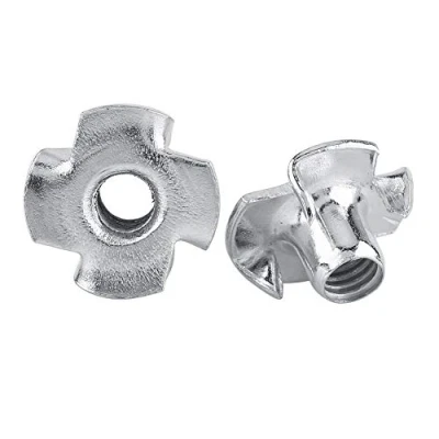 Imagen de 4 Garras Forma de T Acero Galvanizado Tuercas para Muebles Carpintería(50pcs M5)