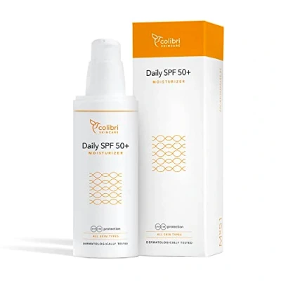 Imagen de colibri skincare SPF 50+ MOISTURIZER (80ml) crema hidratante facial con protección solar de amplio espectro resistente al agua UV protector 50