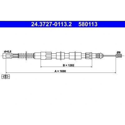 Imagen de ATE 24.3727 0113.2 Cable de Freno Mano 1690 VOLKSWAGEN: LT 28 35 II Bus, I Camión plataforma / Chasis