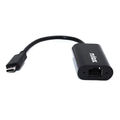Imagen de Adaptador USB Nilox NXADAP06, 1000 Mbit/s, Tipo C a ethernet macho hembra, RJ45, Negro