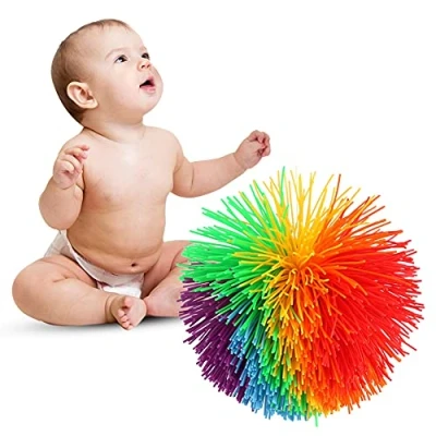 Imagen de Tnfeeon Bola de Pelo, Juguete Divertido estrés sensorial Activo Suave para aliviar la presión del Arco Iris Silicona Colorido
