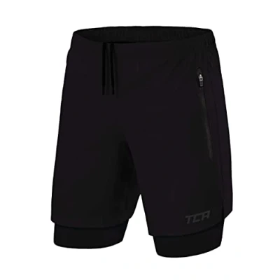 Imagen de TCA Hombre Ultra Pantalón Corto 2 en 1 con Bolsillo Cremallera Negro (2X Bolsillos Cremallera), XXL