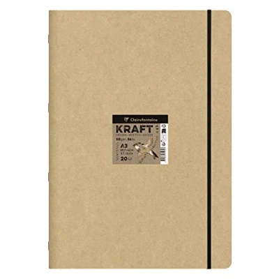 Imagen de Clairefontaine 975939C Carnet piqué A3 papier Kraft brun 115g 20 feuilles