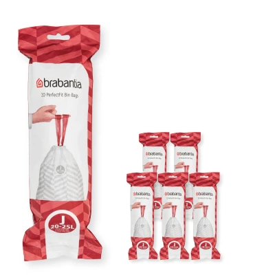 Imagen de Brabantia Bolsas de Basura PerfectFit 6 lotes (Código J/20 25L) Extra Resistentes con cinta cierre (120 Bolsas)
