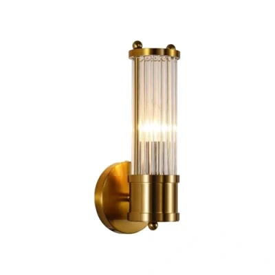Imagen de NICRX Aplique de Pared Cristal y Latón Dorado, Lámpara con Base Dorada para Interior (1 luz)